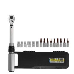 Llave Dinamometrica 1/4" Con 9 Puntas Hexagonales y 5 Vasos, Llave De Torque Camiones, Coches, Motos, Micro Ajustes, Acero CRV