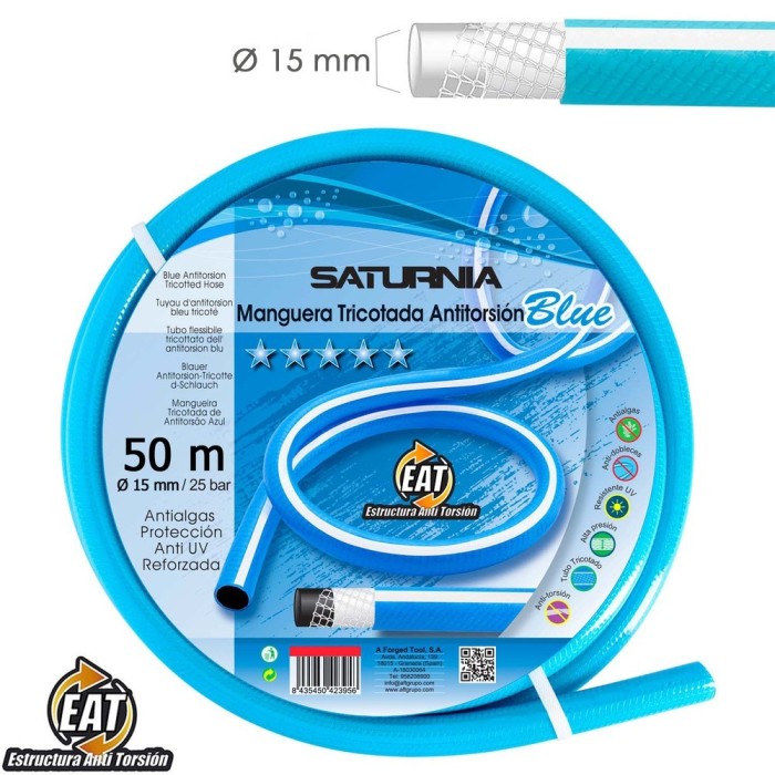 Manguera Tricotada No Torsion Blue Ø 15 mm, Rollo 50 metros, Manguera Anti Torsion, Manguera Sin Dobleces, Manguera Sin Nudos al
