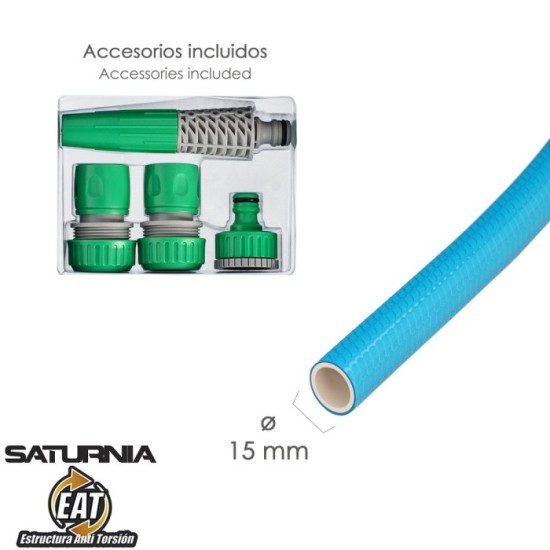 Manguera Tricotada No Torsion Blue Ø 15 mm, Rollo 15 metros, Con Accesorios,  Manguera Anti Torsion, Manguera Sin Dobleces, al p
