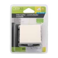 Interruptor Conmutador Cruzado (Mecanismo) Interruptor Pared, Bastidor Metalico, Interruptor Luz, Pulsador, Color Blanco