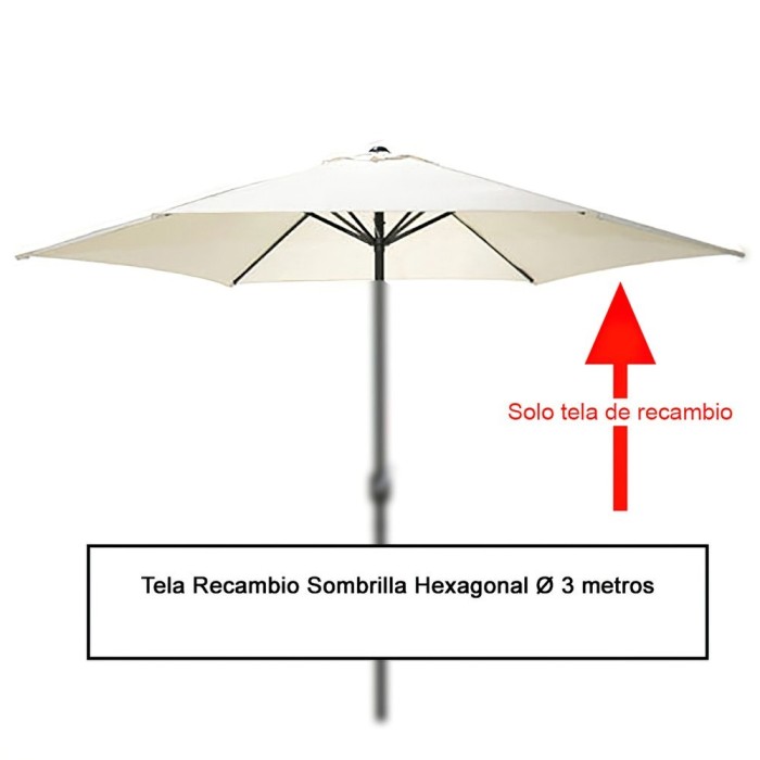 Tela Recambio Sombrilla Hexagonal Ø 3 metros (08091050) al por Mayor | Almacén de Ferretería