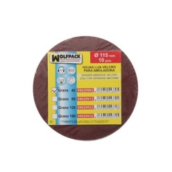 Lija Recambio Velcro Para Amoladora Ø 115 mm, Grano  40 (10 Piezas)