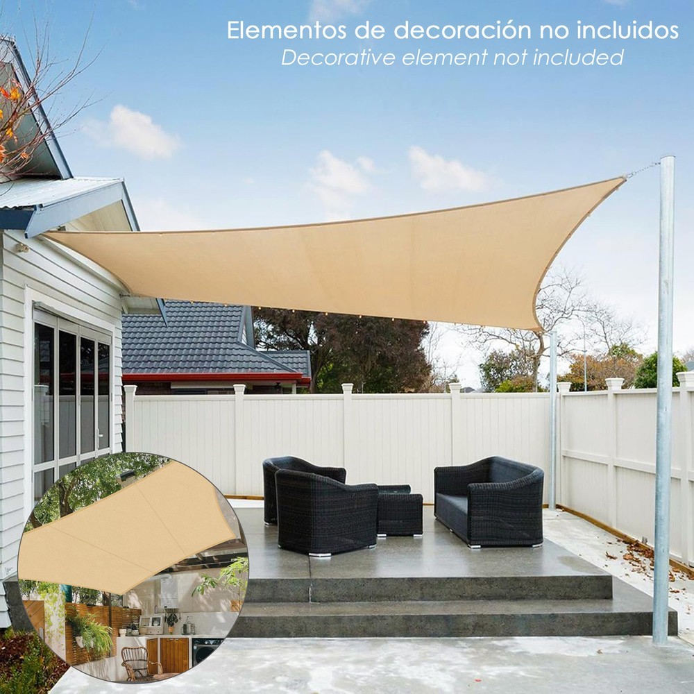Toldo Vela Sombra Jardin Cuadrada 3,6x3,6 metros Beige al por Mayor | Almacén de Ferretería