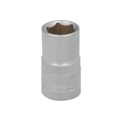 Llave Vaso 1/2" Hexagonal 15 mm, Perfil de 6 caras, Acero Cromo Vanadio, Aristas Redondas