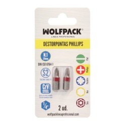 Puntas Largas Destornillador Phillips Nº 1 (2 Piezas), Acero S2 al Cromo Vanadio, Puntas Hexagonales, Destorpuntas,