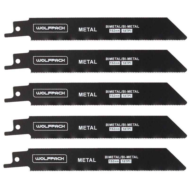 Hoja Sierra Sable Para Metales 152 mm, 18 Tpi, 5 Piezas, Sierra Hierro Aluminio, Cobre, Plastico