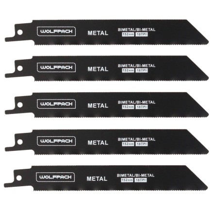Hoja Sierra Sable Para Metales 152 mm, 18 Tpi, 5 Piezas, Sierra Hierro Aluminio, Cobre, Plastico