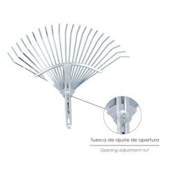 Rastrillo Metalico Para Jardin Ancho Regulable 31,5 A 43,5 cm, rastrillo Hojas, Cepillo Jardin, Escoba Metalica, Escoba Jardin