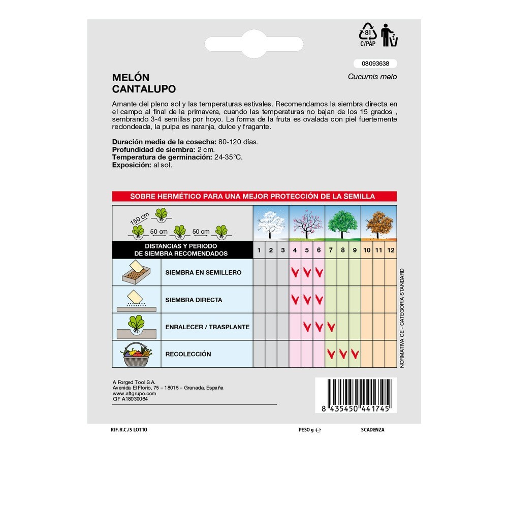 Semillas Melon Cantalupo (3 gramos) Semillas Frutas, Horticultura, Horticola, Semillas Huerto, al por Mayor | Almacén de Ferrete