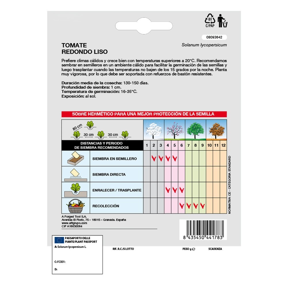 Semillas Tomate Redondo Liso (1 gramo) Semillas Verduras, Horticultura, Horticola, Semillas Huerto, al por Mayor | Almacén de Fe