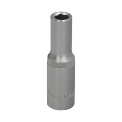 Llave Vaso 1/2" Hexagonal Larga 10 mm, Perfil de 6 caras, Acero Cromo Vanadio, Aristas Redondas