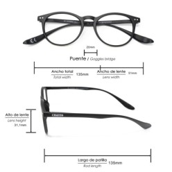 Gafas Lectura Connecticut Negras Aumento +2,5 Patillas Para Colgar Del Cuello , Gafas De Vista, Gafas De Aumento