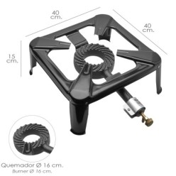 Hornillo Gas 4 Pies 40x40 cm, Cocina Gas, Cocina Portatil, Hornillo Paella, Paellero, Hornilla Cocina