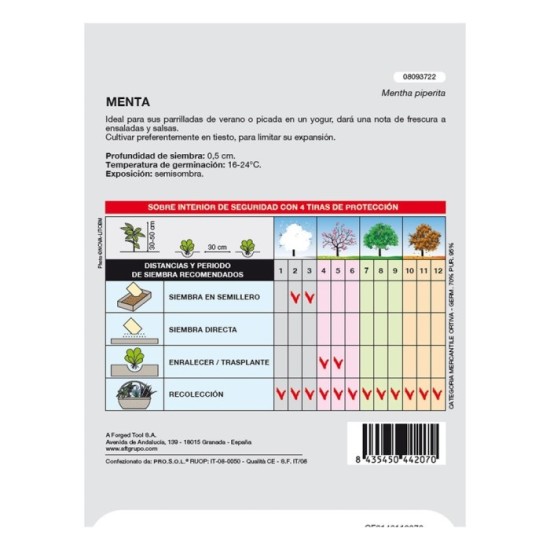 Semillas Aromaticas Menta (0,3 gramos) Horticultura, Horticola, Semillas Huerto, al por Mayor | Almacén de Ferretería