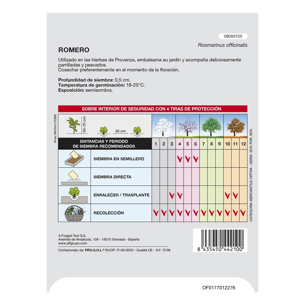 Semillas Aromaticas Romero (0,1 gramos) Horticultura, Horticola, Semillas Huerto, al por Mayor | Almacén de Ferretería