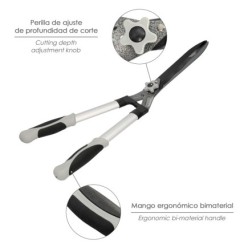 Tijeras Podar Setos 2 Manos Aluminio 63 cm, Hojas Acero Antiadherente, Mango TPR, Ajuste Corte