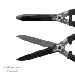 Tijeras Podar Setos 2 Manos Aluminio 63 cm, Hojas Acero Antiadherente, Mango TPR, Ajuste Corte