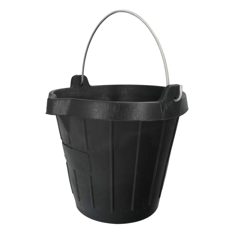 Cubo Obra Industrial Goma 10 Litros Con Pico Vertedor, Base y Laterales Reforzado, Espesor 1 cm, Espuerta Obra, Cubo Goma Obra