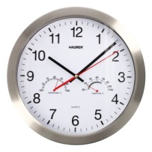 Reloj De Pared Ø 30 cm, Con Higrometro y Termometro, Frontal En Acero
