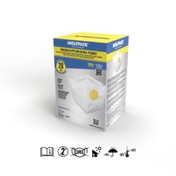 Mascarilla Respiratoria FFP2 Con Valvula, Plegable (20 Unidades) Envasadas Individualmente