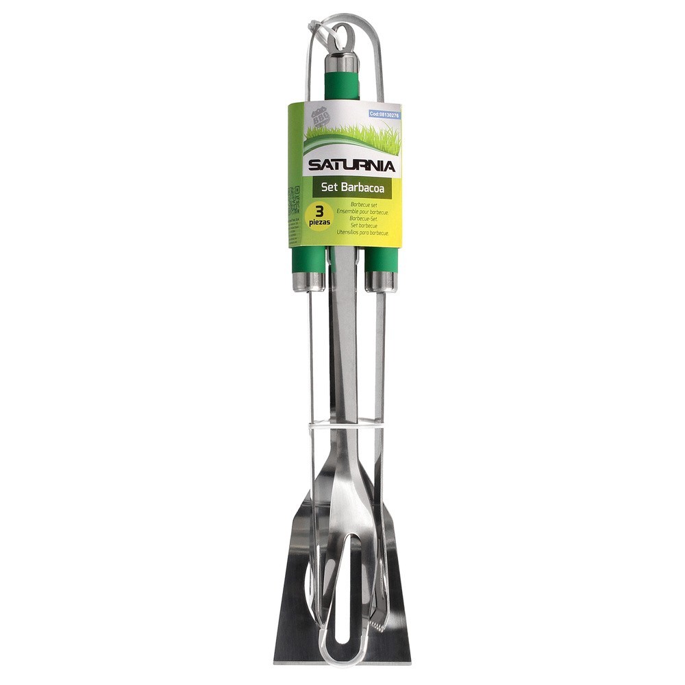 Set Complementos Para Barbacoa 3 Piezas, (Espatula, Pinzas y Tenedor) 34,5 cm, al por Mayor | Almacén de Ferretería