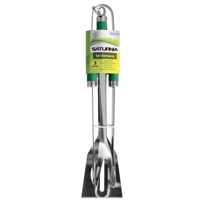 Set Complementos Para Barbacoa 3 Piezas, (Espatula, Pinzas y Tenedor) 34,5 cm, al por Mayor | Almacén de Ferretería