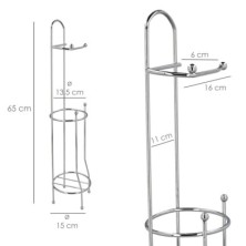 Portarrollos Papel Higienico Vertical Para Baño, Rollos De Reserva, Ø 15 x 65 cm,