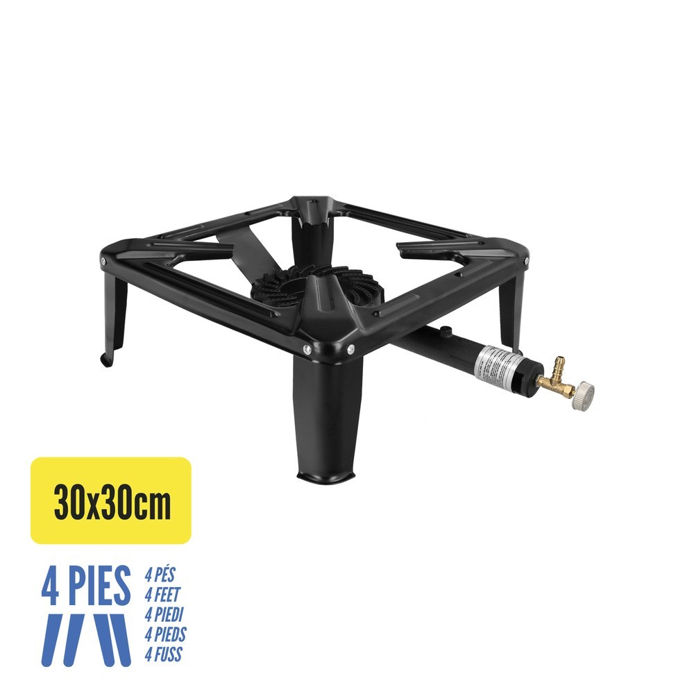 Hornillo Gas 4 Pies 30x30 cm, Potencia 4,000 Watts, al por Mayor | Almacén de Ferretería