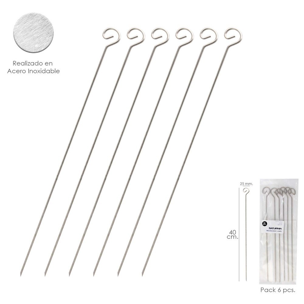 Pinchitos Acero Inoxidable Grandes 40 cm, (Blister 6 Unidades) Saturnia al por Mayor | Almacén de Ferretería