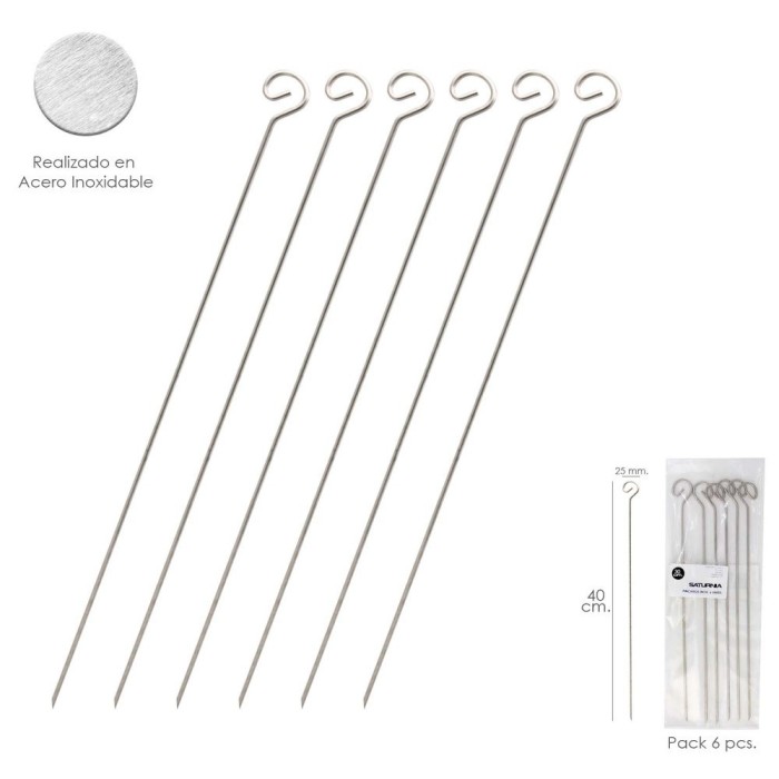 Pinchitos Acero Inoxidable Grandes 40 cm, (Blister 6 Unidades) Saturnia al por Mayor | Almacén de Ferretería