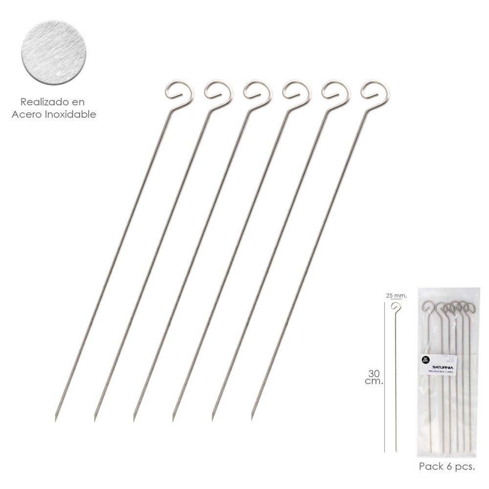 Pinchitos Acero inoxidable Pequeños 30 cm, (Bolsa 6 Unidades) Saturnia al por Mayor | Almacén de Ferretería