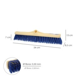 Cepillo Barrendero Industrial Fibra Semi Rigida PVC, Soporte Polipropileno 50 cm, (Sin Mango)
