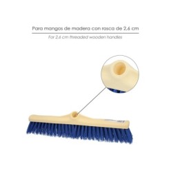 Cepillo Barrendero Industrial Fibra Semi Rigida PVC, Soporte Polipropileno 50 cm, (Sin Mango)