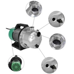 Bomba Aguas Limpias Superficie Acero Inoxidable 1,300 W, 5,000 lts/hora, Profundidad 8 Mts Elevación 50 mts, Presion Max: 5 Bar