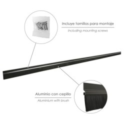 Burlete Para Puertas De Garaje Aluminio Negro Con Cepillo 2,5 m, Cepillo De Puerta, Burlete Garaje, Burlete Cepillo Cochera