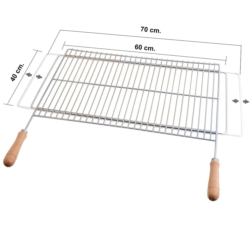Parrilla Barbacoa Extensible 60/70x40cm Zincada al por Mayor | Almacén de Ferretería