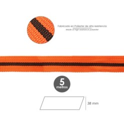 Cinta De Amarre Con Trinquete 5 metros x 38 mm, Trinquete Metalico Automatico, Cincha, Eslinga Mercancia, Correa Sujeción