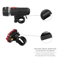 Kit Luces Led Delantera y Trasera Para Bicicleta / Patinete, Funcionamiento a Pilas,