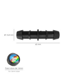 Enlace Simple Para Tuberias Goteo Ø 16 mm, (Bolsa 100 Piezas) Riego Por Goteo, Microaspersión, Riego Por Nebulizacion
