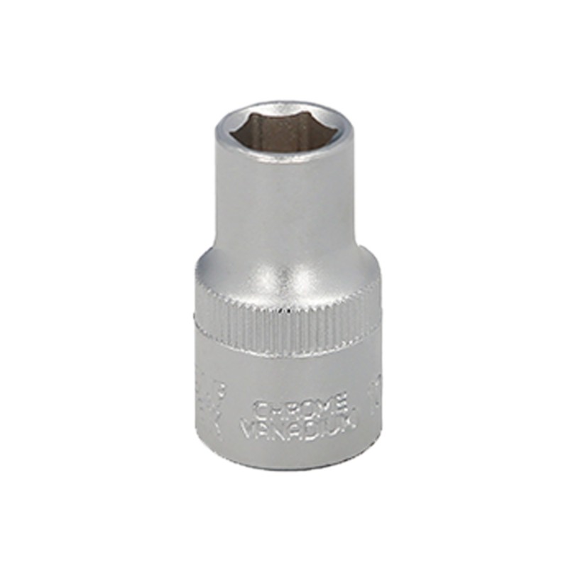 Llave Vaso 1/2" Hexagonal 12 mm, Perfil de 6 caras, Acero Cromo Vanadio, Aristas Redondas