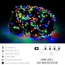 Guirnalda Luces Navidad 1000 Leds Multicolor, Luz Navidad Interiores y Exteriores Ip44