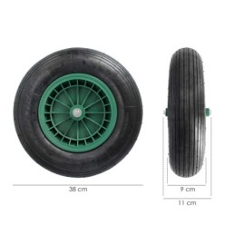 Rueda Carretilla Neumatica Para Carretilla Obra / Jardin Llanta Plastico Eje Ø 20 mm, Rueda Carretilla Jardin, Carro Invernadero
