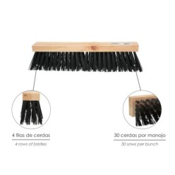 Cepillo Barrendero Industrial Fibra PVC Soporte Madera 50 cm, (Sin Mango)