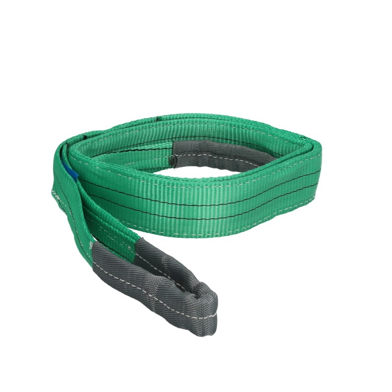 Eslinga Plana Doble Banda 2,000 Kg, Factor Seguridad 7:1, Longitud: 2 Metros Ancho 6 cm, 100% Poliester, Color Verde