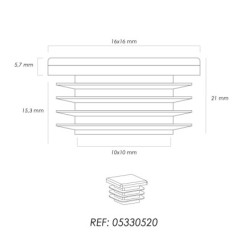 Contera Interior Plastico Cuadrada 16x16 mm, Color Negro, Bolsa 200 Unidades, Contera Mesa, Silla, Muebles, Estanteria