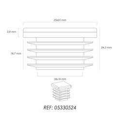 Contera Interior Plastico Cuadrada 25x25 mm, Color Negro, Bolsa 200 Unidades, Contera Mesa, Silla, Muebles, Estanteria