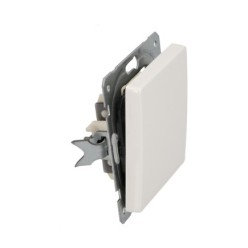 Interruptor Conmutador Cruzado (Mecanismo) Interruptor Pared, Bastidor Metalico, Interruptor Luz, Pulsador, Color Blanco