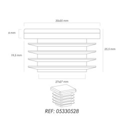Contera Interior Plastico Cuadrada 35x35 mm, Color Negro, Bolsa 200 Unidades, Contera Mesa, Silla, Muebles, Estanteria
