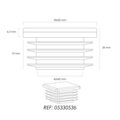 Contera Interior Plastico Cuadrada 50x50 mm, Color Negro, Bolsa 100 Unidades, Contera Mesa, Silla, Muebles, Estanteria