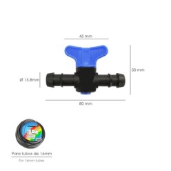 Llave De Paso Extra Para Tuberias Goteo Ø 16 mm, (Bolsa 50 Piezas) Riego Por Goteo, Microaspersión, Riego Por Nebulizacion